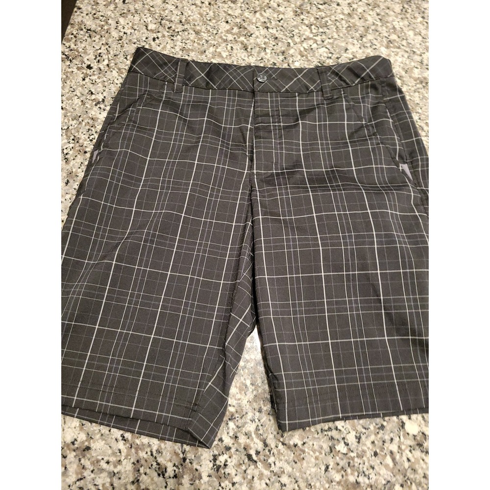 FILA SPORT GOLF Mens Shorts Black Plaid Flat‎ Front Size 32 Polyester Spandex